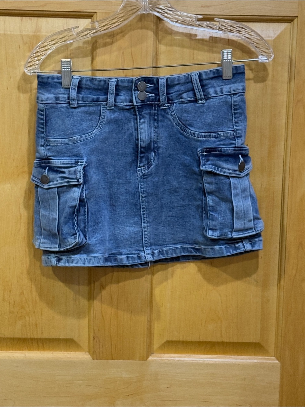 Elleven Denim Cargo Pocket Mini Skirt - Blue size S